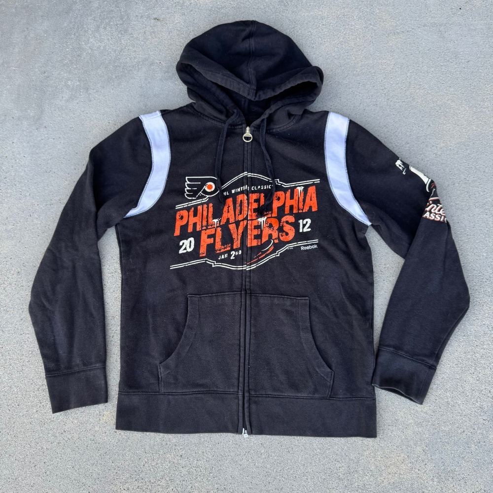 Reebok Philadelphia Flyers 2012 NHL Winter Classic Zip Hoodie Black Men Medium